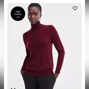 Women's Burgundy Cashmere Turtleneck Sweater